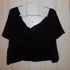 Black Mesh off the Shoulder Crop Top